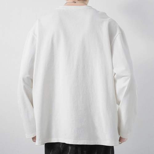 Мужская хлопковая осенняя ретро утепленный лонгслив, термобелье, в американском стиле, оверсайз