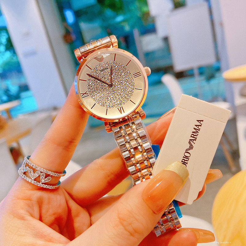 Armani gypsophila watch ladies 2022 new top ten famous brand light luxury niche students diamond-encrusted women's watch