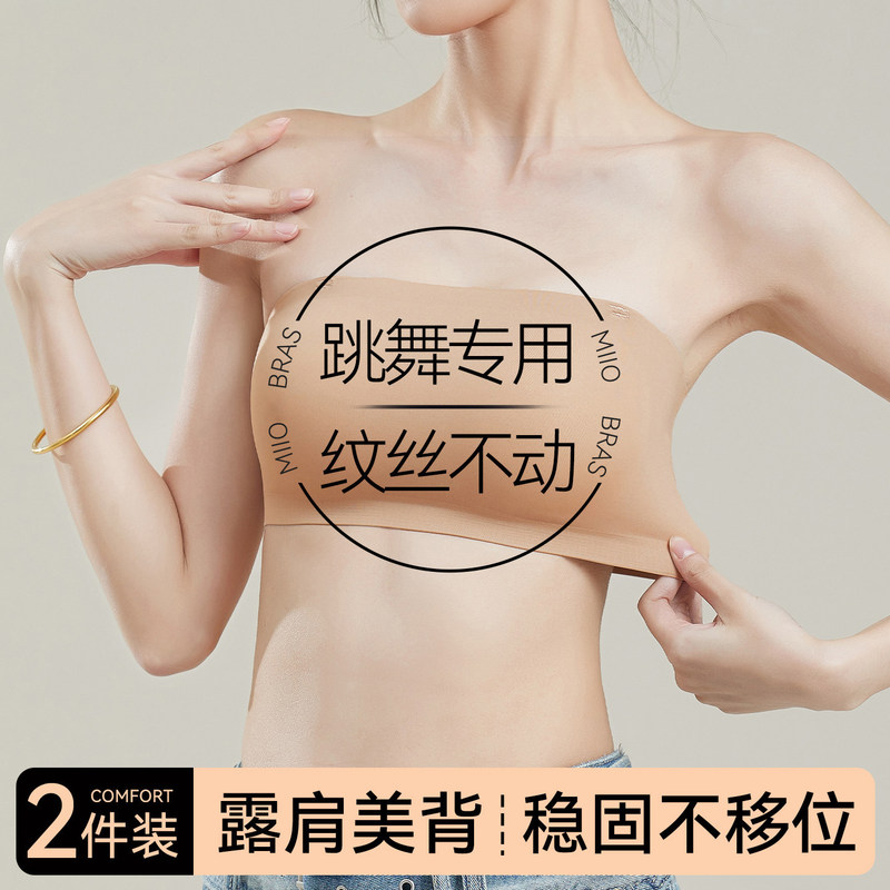 Strapless Bra for Women with Small Busts, Anti-Slip, Anti-Exposure, Seamless, Summer Thin Style, Beautiful Back, Bandeau, Wrap-Around Bra
