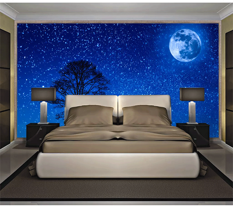 壁畫壁紙墻紙壁貼貼紙客廳大氣家用無紡布墻布壁畫3d戀人星空背景墻墻紙臥室夢幻壁紙 Yahoo奇摩拍賣