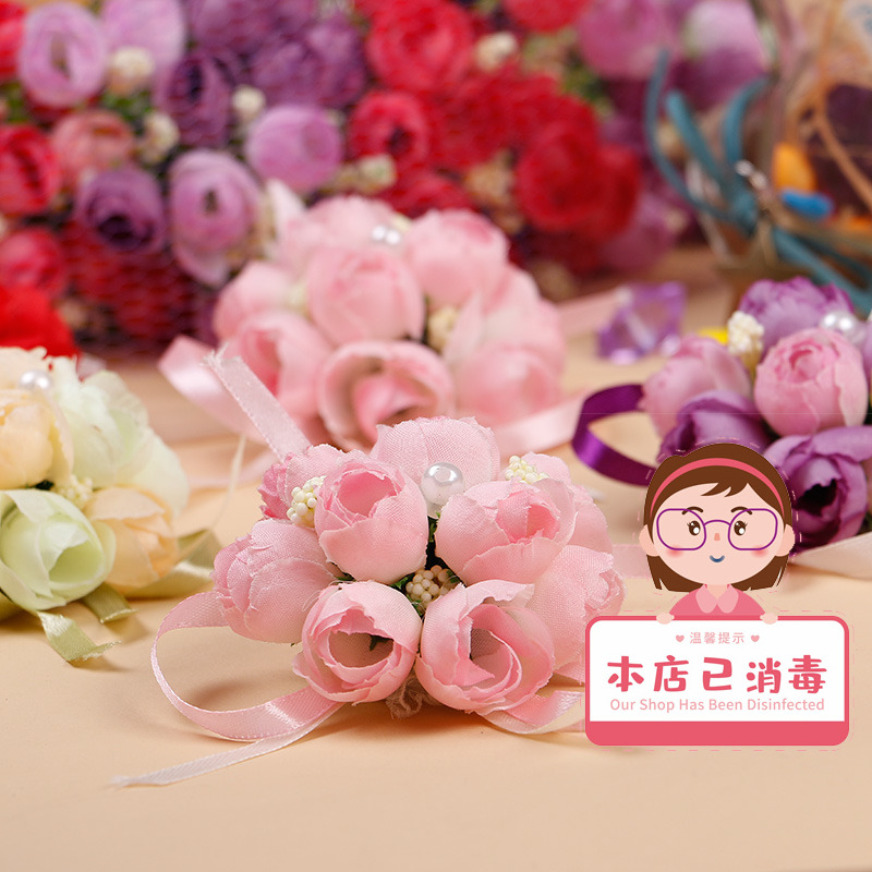 Wedding products Married wrist flower bride bride bride wedding sister group Xiaoqing fresh super-fairy wrist ring simulation wrist flower