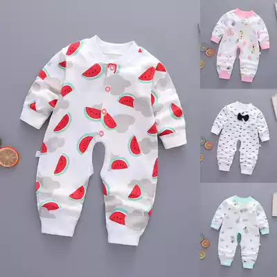 Baby one-piece clothes pure cotton newborn children autumn clothes newborn 0 pajamas female male 3 baby spring and autumn harem long-sleeved