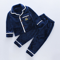 Childrens flannel pajamas autumn and winter models in the big boy baby coral velvet suit small boy girl home clothes