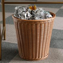 Creative straw woven garbage basket household large size living room kitchen bedroom office woven lidless trash can paper basket
