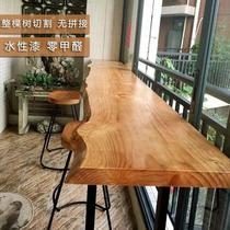 Solid wood bar table home balcony wall narrow table long table milk tea shop bar high table and chair combination commercial