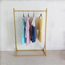 Gold clothes hanger clothing store display rack special floor-standing shelf childrens clothing womens clothing hanging rod island rack display rack