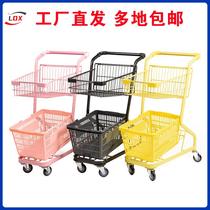 Pink double-decker supermarket shopping cart internet celebrity with basket convenience store doll trolley photography scene decoration trolley