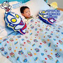 Childrens air-conditioned quilt for kindergarten summer ice silk cool quilt thin bean fleece quilt Ultraman bamboo fiber blanket