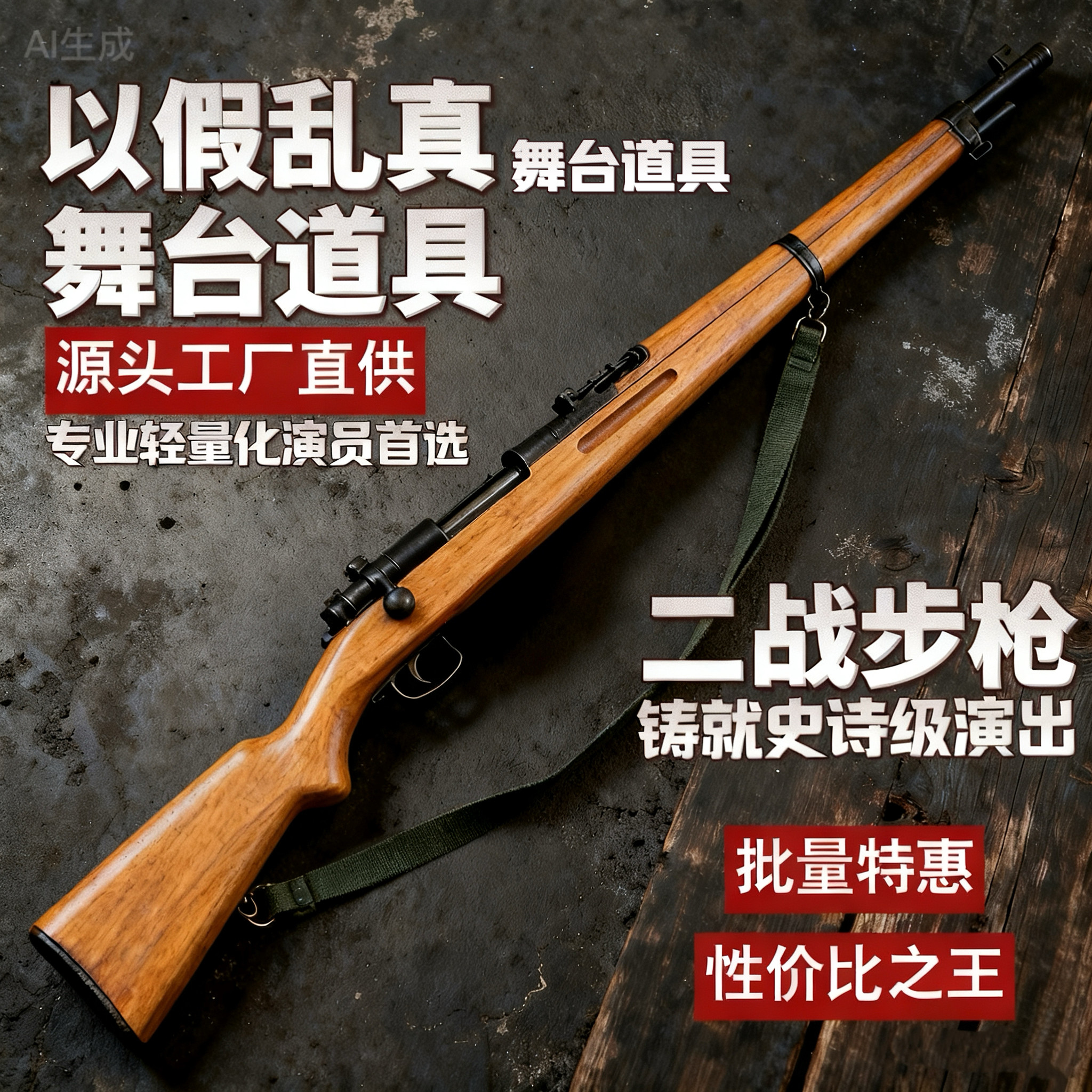 三八步槍帶刺刀木製舞臺道具八路軍紅軍仿真38大蓋木質槍道具紅軍-淘寶