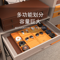 Customized light luxury leather tie belt sunglasses storage box cloakroom drawer type large capacity high-grade exquisite grid
