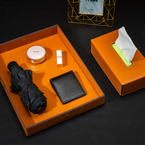 Key storage box door porch key storage tray desktop decoration tray leather creative light luxury tissue box