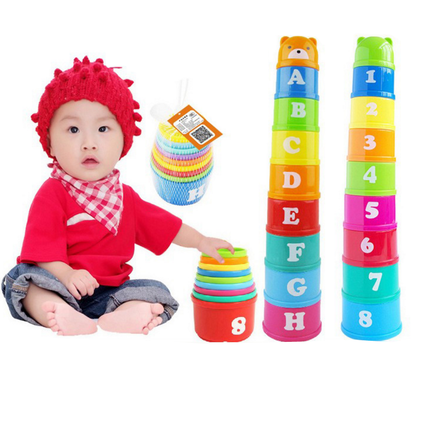 Large baby toddler portable 0-5 years old early education puzzle travel folding sleeve Children's toy portable set cup