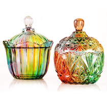1399 fashion coffee table glass storage jar crystal glass candy jar diamond sugar bowl sugar jar Nordic snack jar