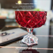 Flavents Light Extravagant Style Big Red Crystal Glass High Foot Dry Fruit Pan Candy Pan Glass Pan 1399