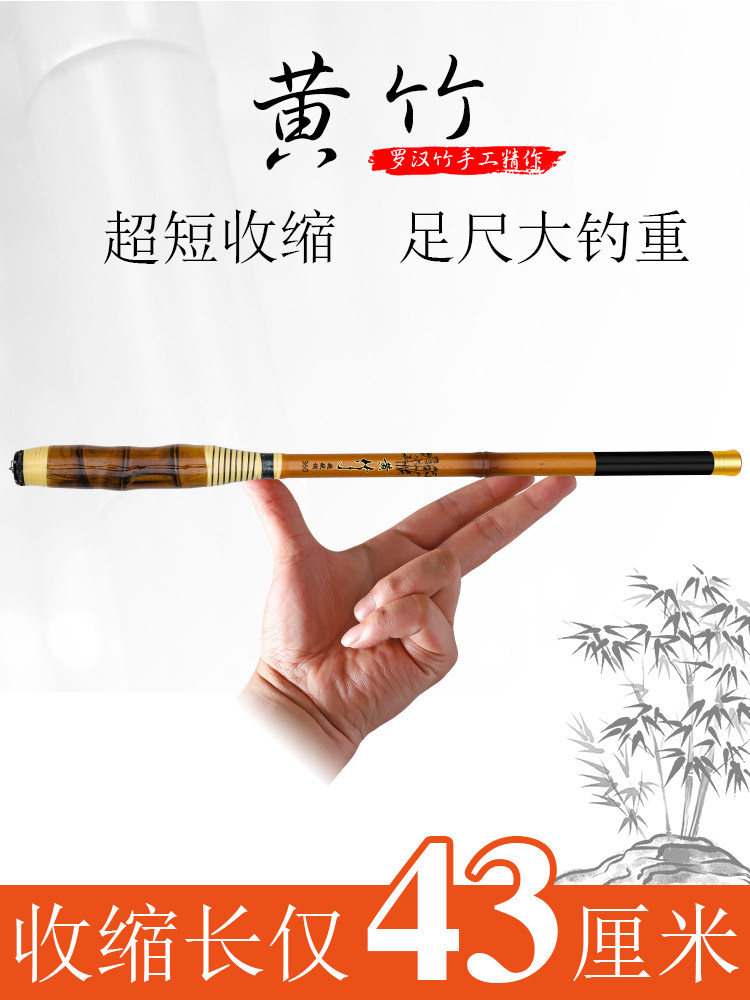 Pocket fishing rod Ultra short section fishing rod 19 small hand rod Shrink 40cm Ultra-light super hard carbon stream rod short section
