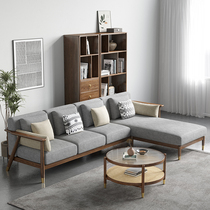 Nordic Combined Sofa Full Solid Wood Cloth Art Day Style Corner Modern Minima Small Household Type White Wax Wood New Chinese Style Furniture
