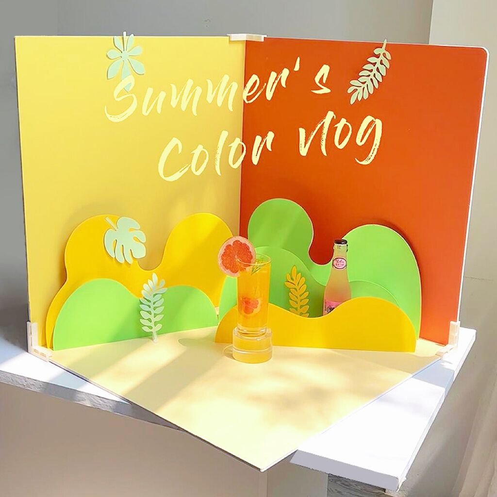 Solid color background board photography with still life product photo props