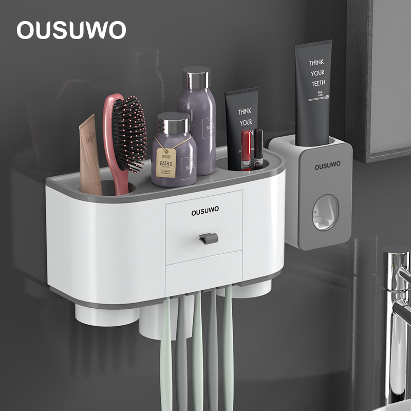 Powder room shelf Hole-free toothbrush shelf Wall-mounted toiletries storage shelf Brushing cup shelf