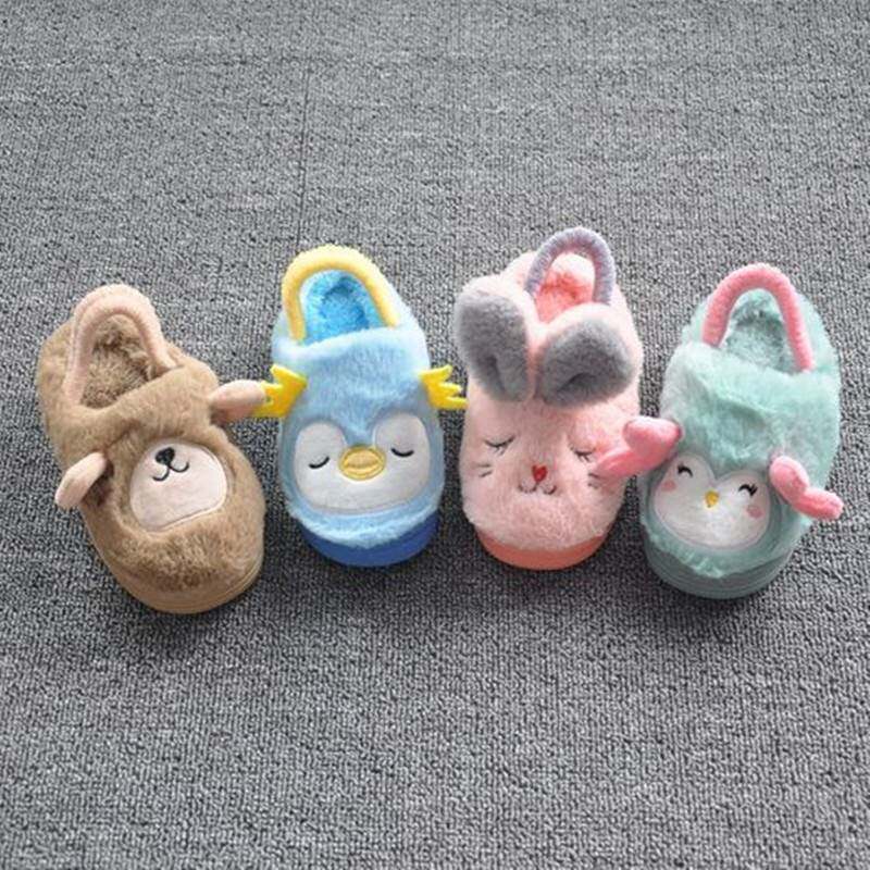 Love Green Sheep Boys Cotton Slippers Children Winter Kids Cute Cartoon Winter Kids Girls Non-slip Baby Cotton Shoes