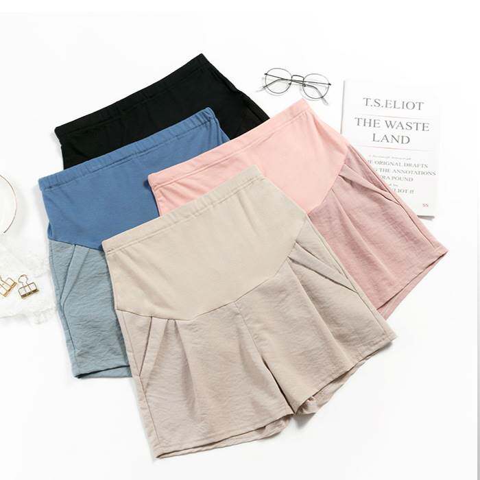 Pregnant women summer fashion loose 2023 new belly support pants cotton linen casual pregnancy spring and summer shorts trendy mother