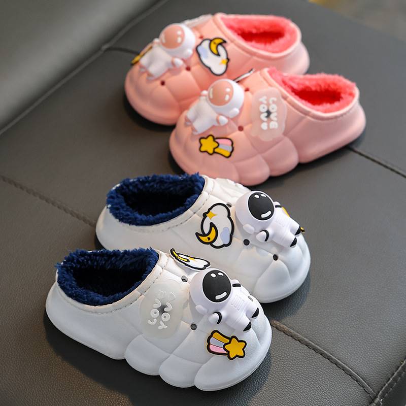 Children's cotton slippers boy winter girl child infant indoor home baby non-slip hairy bag heel cotton shoe winter 
