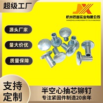 Umbrella head semi-hollow core pull rivets semi-round head step rivets blue and white zinc Hangzhou manufacturer