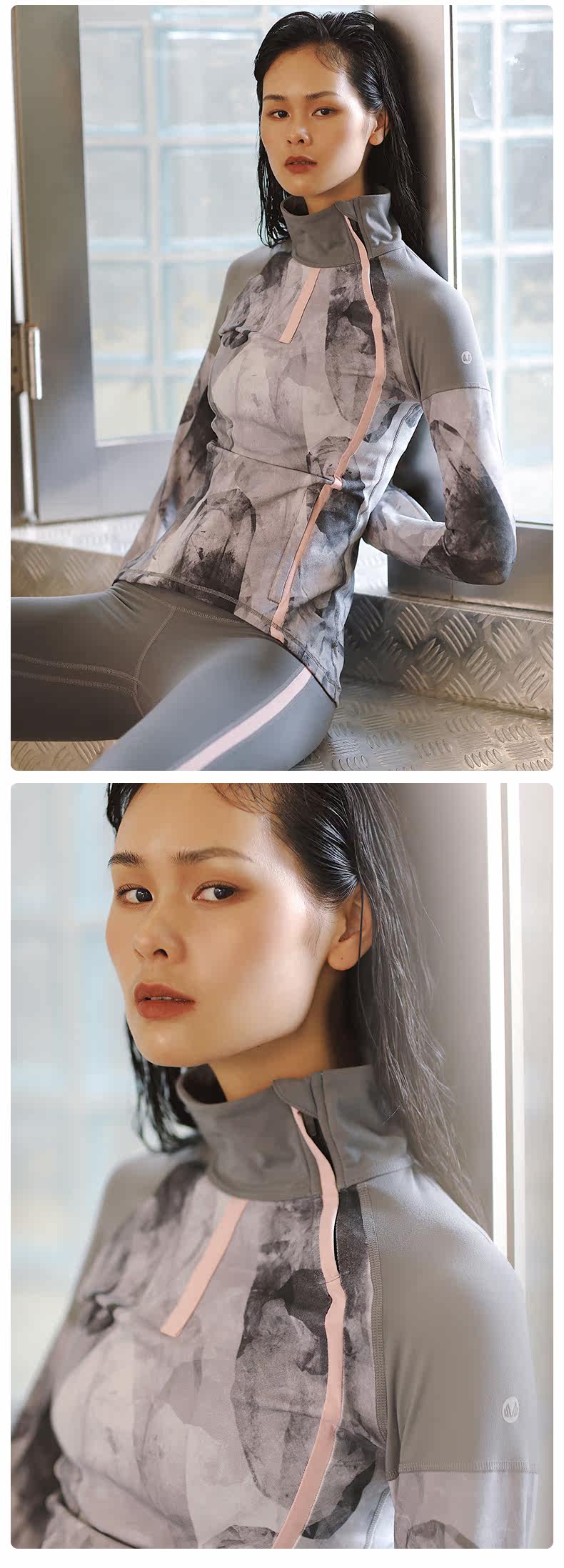 Куртка для йоги sumday 防风运动上衣女时尚印花健身服长袖跑步新款紧身运动外套 athletics