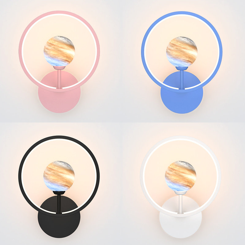 Net red wall lamp bedheadlightsNordic modern minimalist creative boy room teenage girls girls children's room wall lamp