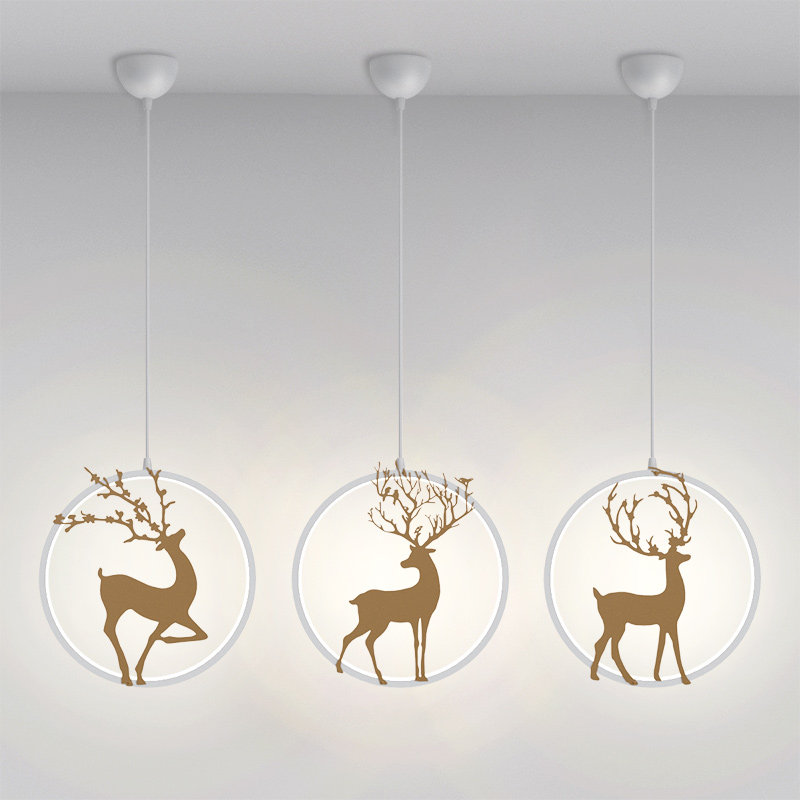 Nordic small chandelier creative personality small deer headboard modern minimalist hallway light walkway light balcony bar Chandelier Wire
