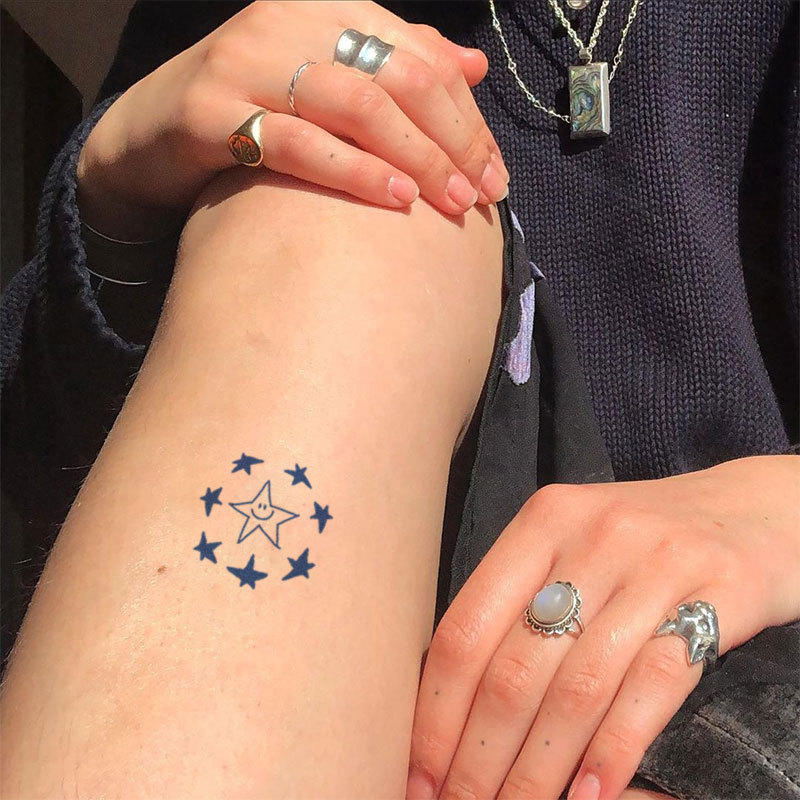 Gattoo Star Head Funny and Interesting Little Star Plant Extract More Safe Two-Week Temporary Tattoo Stickers