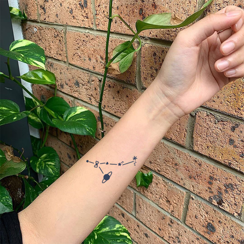 GATTOO-Constellation Series 12 Constellations Fresh Personality Minima Plant Safety Square Tattoo Sticker