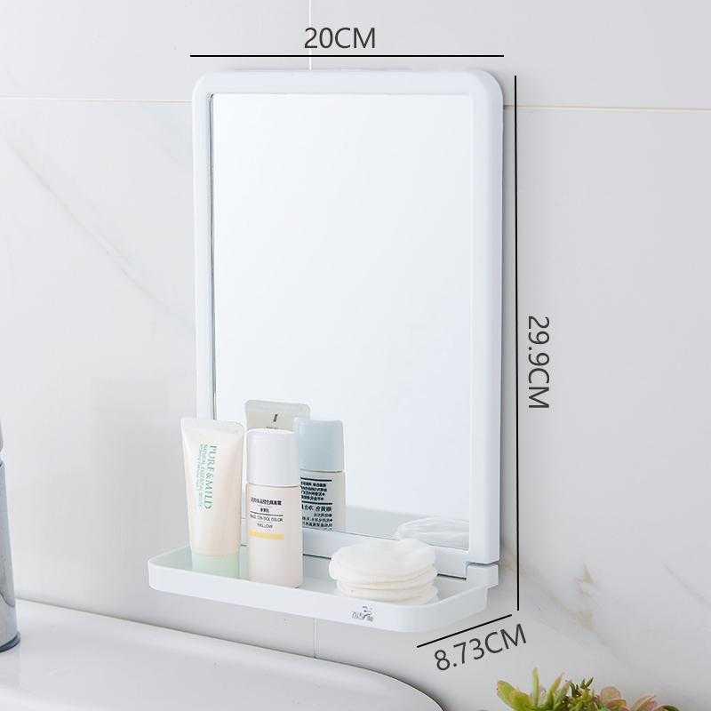 Toilet Bathroom Small Mirror Adhesive Wall Dorm Bathroom Mirror Brief wall Wall-mounted Perforated with shelf
