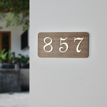  Digital house number Nordic brass black walnut solid wood household entry identification card listing house number customization
