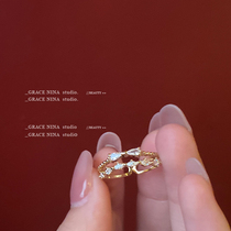 Take out of the street open adjustable fashion personality simple micro-set crystal bow ring ring ring female