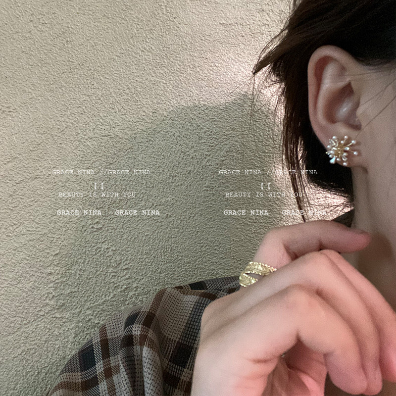 Pearl Fireworks Full Bloom Pleading Fairy FULL TEMPERAMENT EARRINGS 2022 NEW TIDE 100 HITCH Tying Earrings