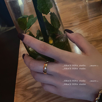 ins Wind hemp rope opening high color retention adjustable copper plated real gold index finger ring ring light luxury cold wind personality