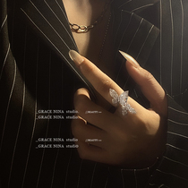 Butterfly ring out of the street female ring fashion exaggerated personality opening adjustable light luxury style