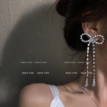 Super flash Super Flash bow crystal Zircon tassels show temperament new earrings 2021 New Tide personality