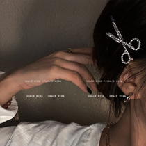 Ouyang Nana with scissors hairclip side clip girl Net red female clip rhinestone clip simple bangs side clip