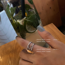 Take out the frying Street with four layers of zircon opening adjustment ring female ring silver personality fashion