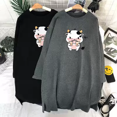 Pregnant women long sleeve T-shirt women early spring clothing 2021 fashion tide mom cotton long version loose maternity T-shirt top