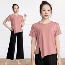 Dancing Suit Training Suit Jacket Short Sleeve Loose Body Training Clothing Women's Suit Modal Wide Leg Dance Pants Summer