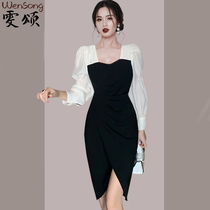 Temperament High-end name Yuanyu Two sets of dress Dress Woman 2022 Fall New Body Slim Wrap Hip Skirt Womens Dress