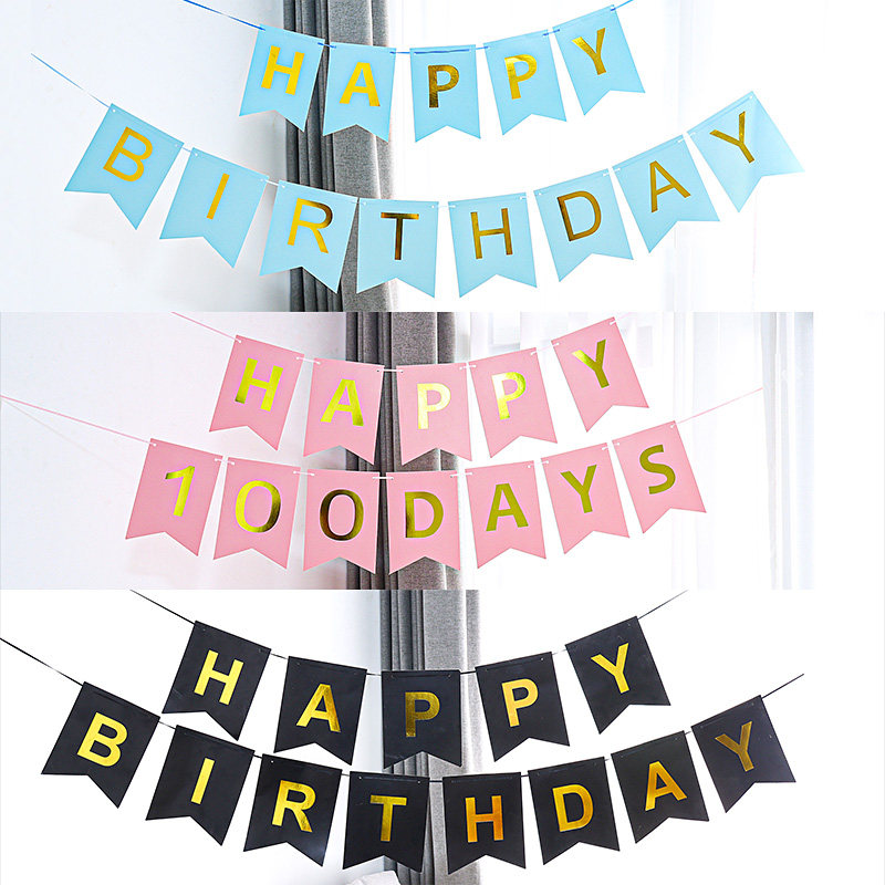 Large bronzing fish tail flag canvas strip baby 100-day birthday decoration scene layout supplies party pull flower