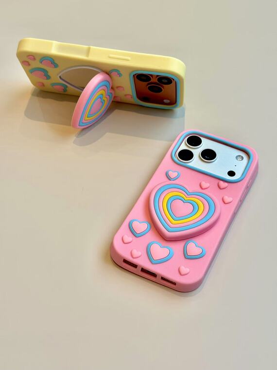 Layered Hearts Pastel Palette Stand Flip iPhone Case