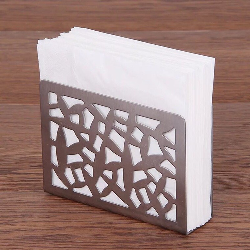 Japanese style creative simple stainless steel tissue holder clip table dining towel rack Western restaurant vertical tissue holder box