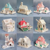 Wooden 3DIY stereo puzzle toy for intellectual girl 7 - 10 - 12 years old wood small house model
