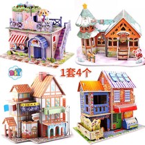 3D stereo puzzle villa Yizhi handmade childrens cabin house paper model girl assembled toy gift