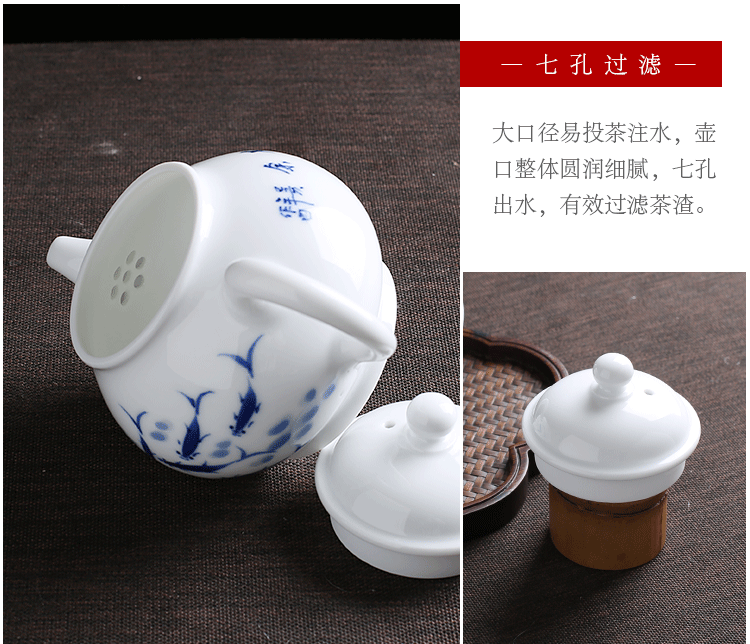 Jingdezhen up the fire which ceramic teapot filtering hand - made kung fu tea set of blue and white porcelain tea, small single pot