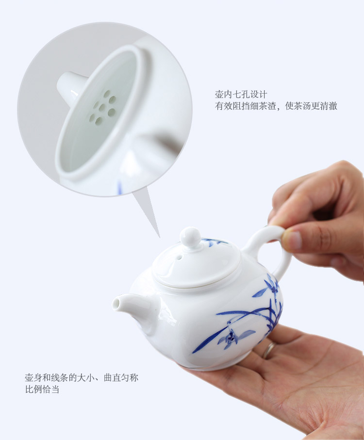 Jingdezhen up the fire which hand - made kung fu tea set of blue and white porcelain household ceramics tureen cups gift boxes